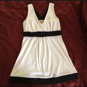 White & black top with lace shoulder strap size S